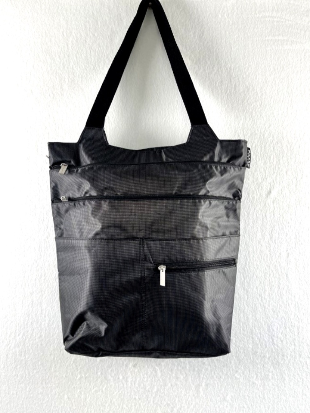 Milano Series Mia Tote Shoulder Bag Black Durable Nylon Minimalist